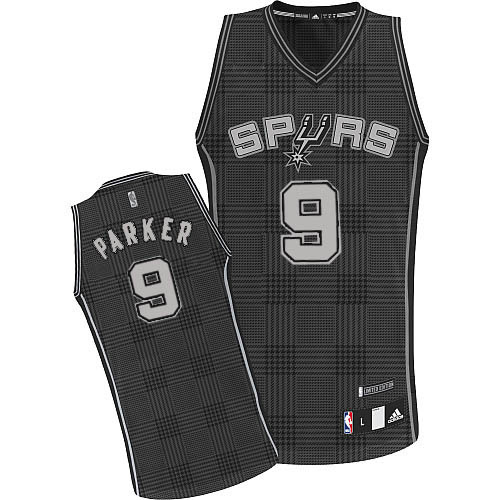 Men's Adidas San Antonio Spurs #9 Tony Parker Authentic Black Rhythm Fashion NBA Jersey