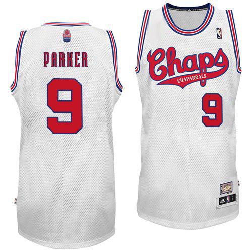 Men's Adidas San Antonio Spurs #9 Tony Parker Authentic White ABA Hardwood Classic NBA Jersey