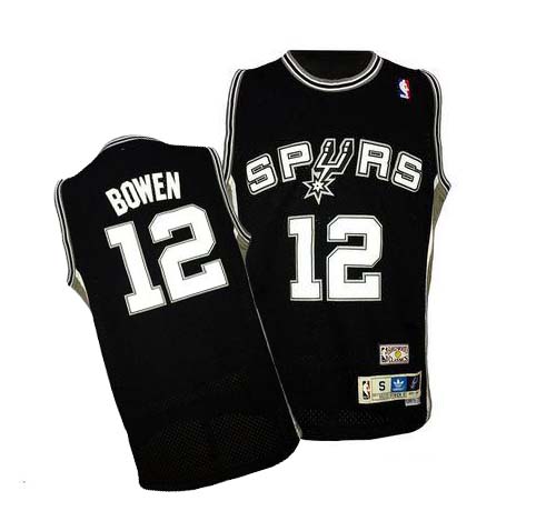 Men's Adidas San Antonio Spurs #12 Bruce Bowen Authentic Black Throwback NBA Jersey