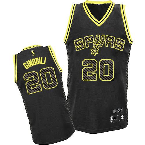 Men's Adidas San Antonio Spurs #20 Manu Ginobili Authentic Black Electricity Fashion NBA Jersey