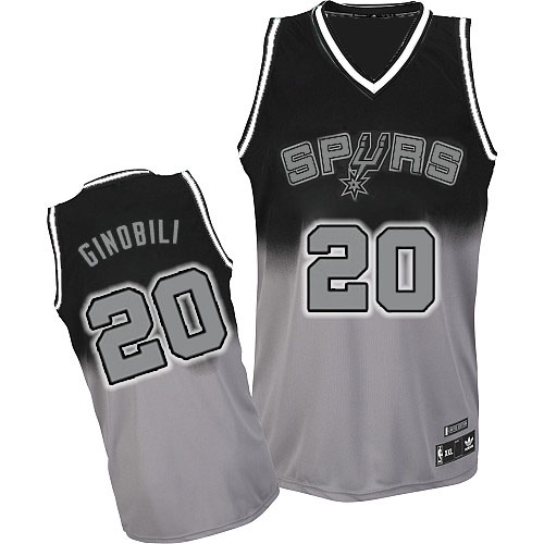 Men's Adidas San Antonio Spurs #20 Manu Ginobili Authentic Black/Grey Fadeaway Fashion NBA Jersey