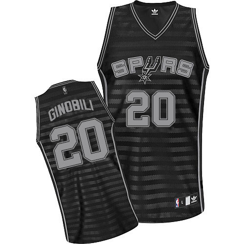 Men's Adidas San Antonio Spurs #20 Manu Ginobili Authentic Black/Grey Groove NBA Jersey