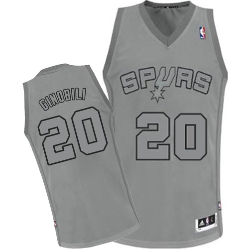 Men's Adidas San Antonio Spurs #20 Manu Ginobili Authentic Grey Big Color Fashion NBA Jersey