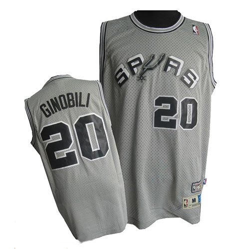 Men's Adidas San Antonio Spurs #20 Manu Ginobili Authentic Grey Throwback NBA Jersey