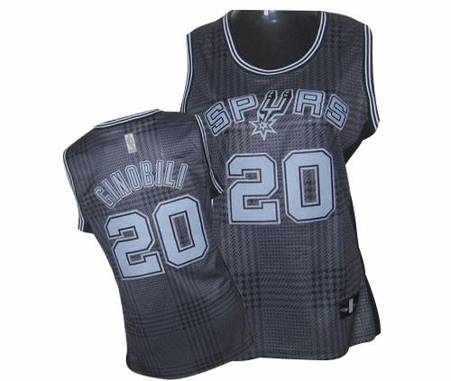 Women's Adidas San Antonio Spurs #20 Manu Ginobili Authentic Black Rhythm Fashion NBA Jersey
