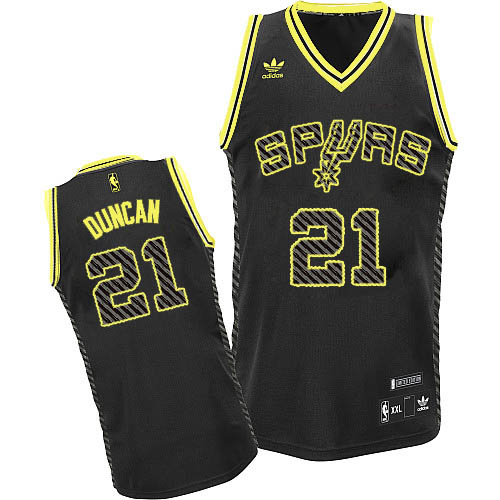 Men's Adidas San Antonio Spurs #21 Tim Duncan Swingman Black Electricity Fashion NBA Jersey