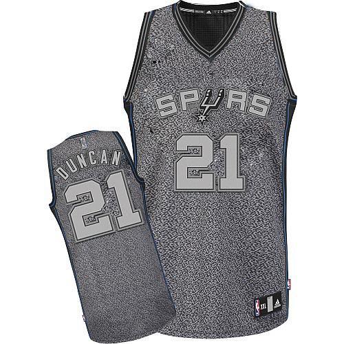 Men's Adidas San Antonio Spurs #21 Tim Duncan Authentic Grey Static Fashion NBA Jersey