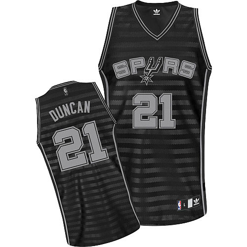 Men's Adidas San Antonio Spurs #21 Tim Duncan Authentic Black/Grey Groove NBA Jersey
