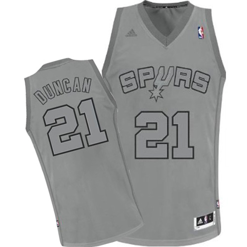 Men's Adidas San Antonio Spurs #21 Tim Duncan Swingman Grey Big Color Fashion NBA Jersey