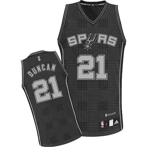Men's Adidas San Antonio Spurs #21 Tim Duncan Authentic Black Rhythm Fashion NBA Jersey