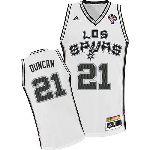 Men's Adidas San Antonio Spurs #21 Tim Duncan Swingman White Latin Nights NBA Jersey