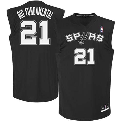 Men's Adidas San Antonio Spurs #21 Tim Duncan Authentic Black Big Fundamental NBA Jersey