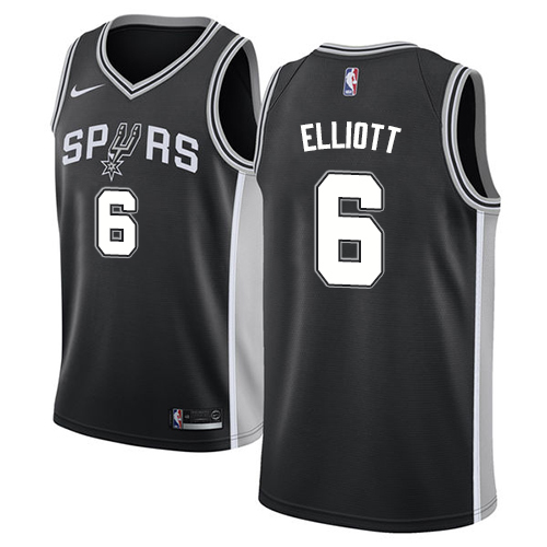 Men's Nike San Antonio Spurs #6 Sean Elliott Swingman Black Road NBA Jersey - Icon Edition
