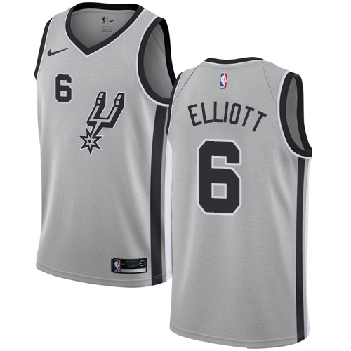 Men's Nike San Antonio Spurs #6 Sean Elliott Authentic Silver Alternate NBA Jersey Statement Edition
