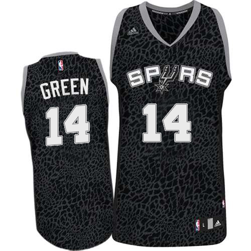 Men's Adidas San Antonio Spurs #14 Danny Green Authentic Black Crazy Light NBA Jersey