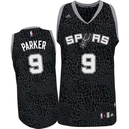 Men's Adidas San Antonio Spurs #9 Tony Parker Authentic Black Crazy Light NBA Jersey
