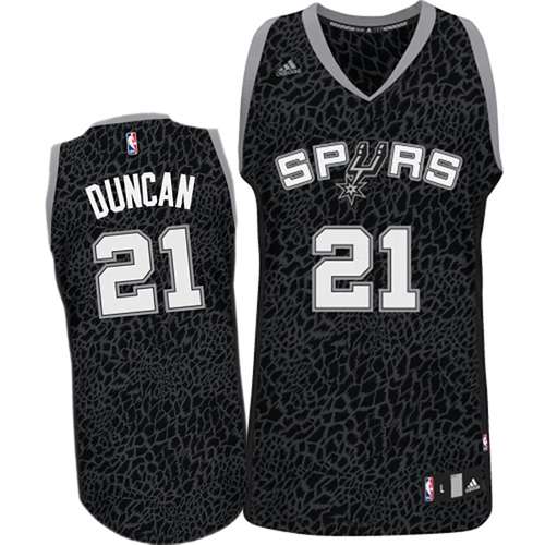 Men's Adidas San Antonio Spurs #21 Tim Duncan Authentic Black Crazy Light NBA Jersey