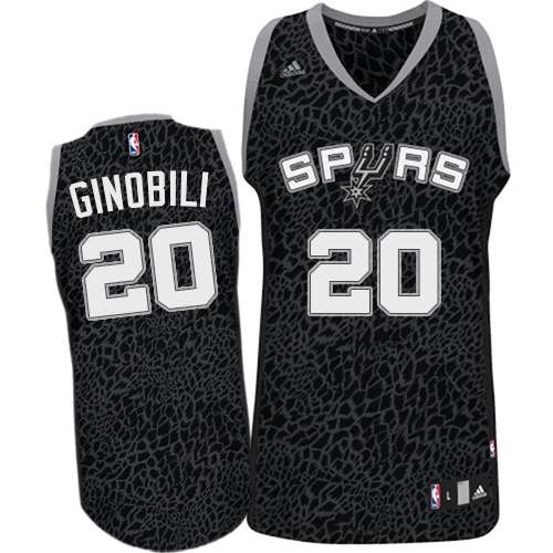 Men's Adidas San Antonio Spurs #20 Manu Ginobili Authentic Black Crazy Light NBA Jersey