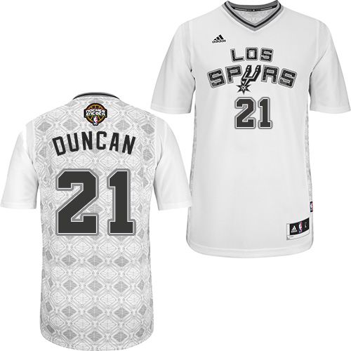 Men's Adidas San Antonio Spurs #21 Tim Duncan Swingman White New Latin Nights NBA Jersey
