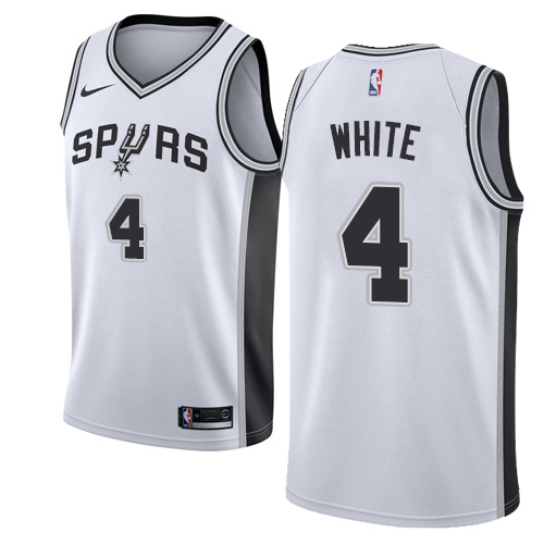 Men's Nike San Antonio Spurs #4 Derrick White Swingman White Home NBA Jersey - Association Edition