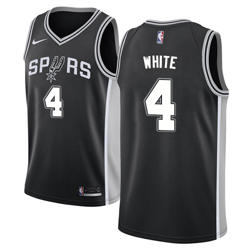 Men's Nike San Antonio Spurs #4 Derrick White Swingman Black Road NBA Jersey - Icon Edition