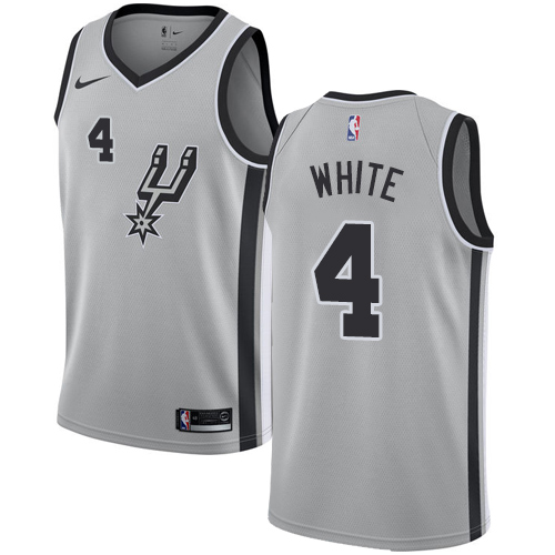 Men's Nike San Antonio Spurs #4 Derrick White Authentic Silver Alternate NBA Jersey Statement Edition
