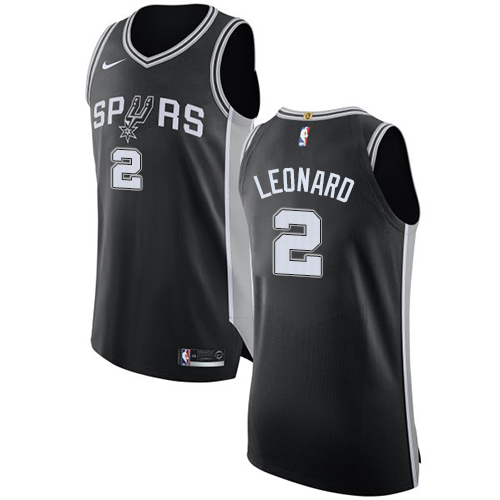 Youth Nike San Antonio Spurs #2 Kawhi Leonard Authentic Black Road NBA Jersey - Icon Edition