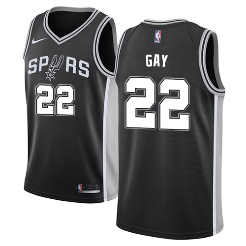 Men's Nike San Antonio Spurs #22 Rudy Gay Swingman Black Road NBA Jersey - Icon Edition