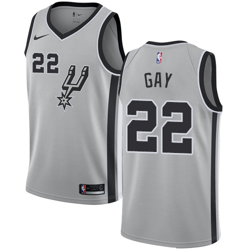 Men's Nike San Antonio Spurs #22 Rudy Gay Authentic Silver Alternate NBA Jersey Statement Edition