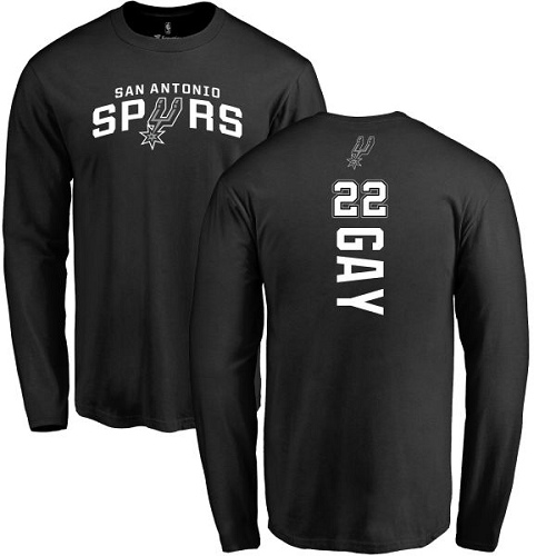 NBA Nike San Antonio Spurs #22 Rudy Gay Black Backer Long Sleeve T-Shirt