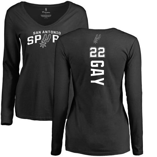 NBA Women's Nike San Antonio Spurs #22 Rudy Gay Black Backer Long Sleeve T-Shirt