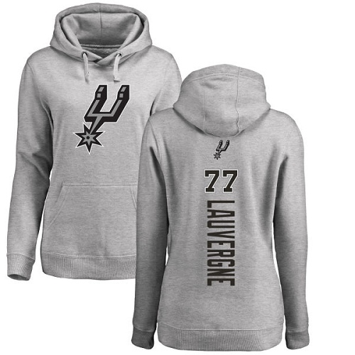 NBA Women's Nike San Antonio Spurs #77 Joffrey Lauvergne Ash Backer Pullover Hoodie