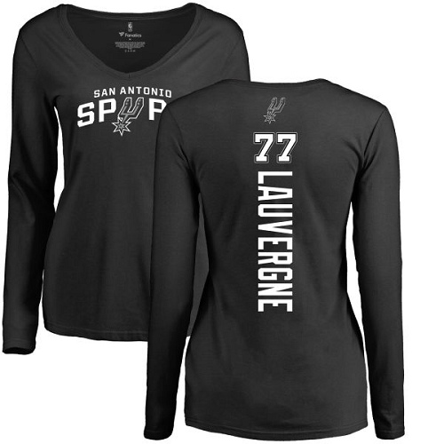 NBA Women's Nike San Antonio Spurs #77 Joffrey Lauvergne Black Backer Long Sleeve T-Shirt