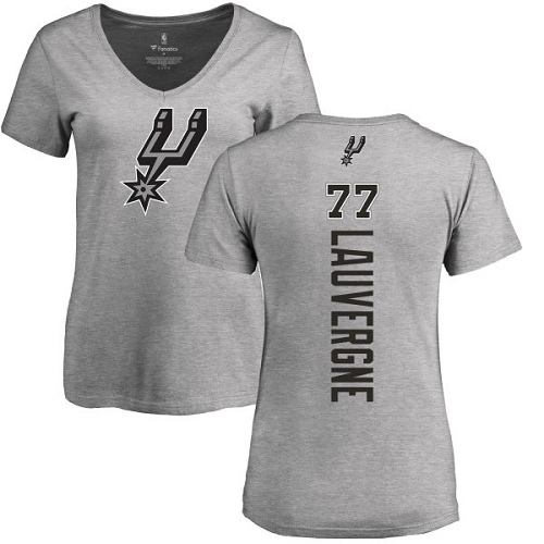 NBA Women's Nike San Antonio Spurs #77 Joffrey Lauvergne Ash Backer T-Shirt