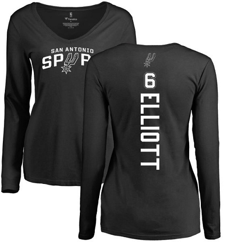 NBA Women's Nike San Antonio Spurs #6 Sean Elliott Black Backer Long Sleeve T-Shirt