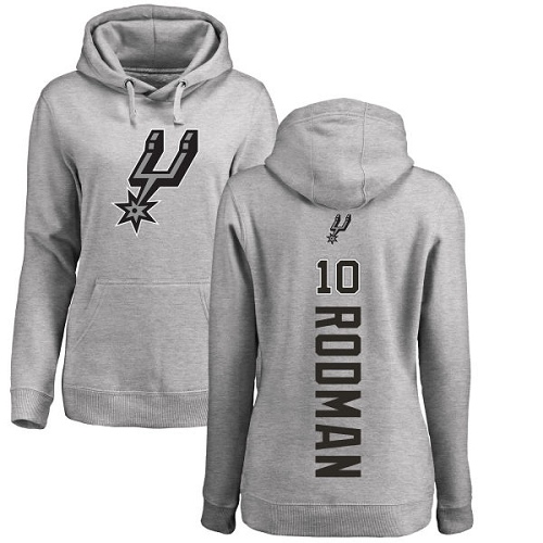 NBA Women's Nike San Antonio Spurs #10 Dennis Rodman Ash Backer Pullover Hoodie