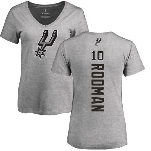 NBA Women's Nike San Antonio Spurs #10 Dennis Rodman Ash Backer T-Shirt