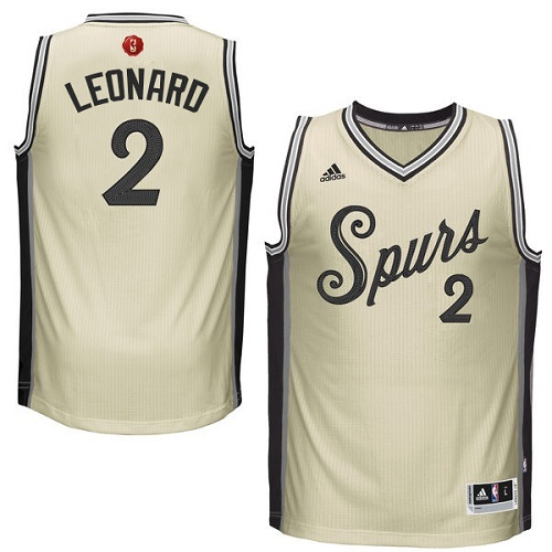 Youth Adidas San Antonio Spurs #2 Kawhi Leonard Authentic Cream 2015-16 Christmas Day NBA Jersey