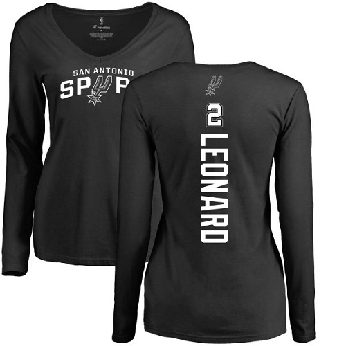 NBA Women's Nike San Antonio Spurs #2 Kawhi Leonard Black Backer Long Sleeve T-Shirt