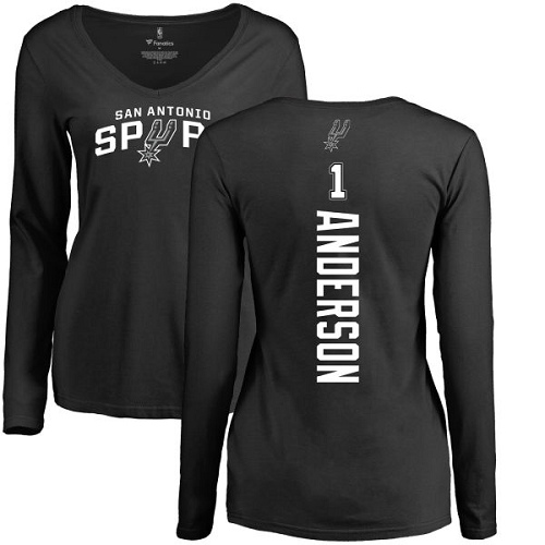 NBA Women's Nike San Antonio Spurs #1 Kyle Anderson Black Backer Long Sleeve T-Shirt