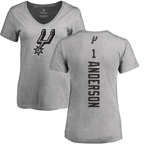 NBA Women's Nike San Antonio Spurs #1 Kyle Anderson Ash Backer T-Shirt