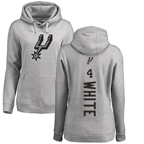 NBA Women's Nike San Antonio Spurs #4 Derrick White Ash Backer Pullover Hoodie