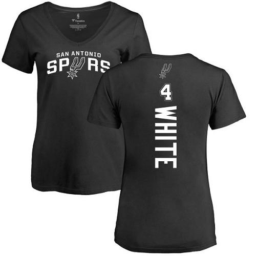NBA Women's Nike San Antonio Spurs #4 Derrick White Black Backer T-Shirt