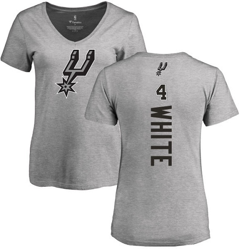 NBA Women's Nike San Antonio Spurs #4 Derrick White Ash Backer T-Shirt