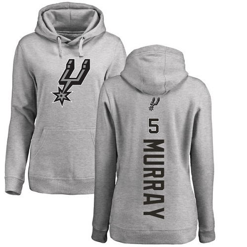 NBA Women's Nike San Antonio Spurs #5 Dejounte Murray Ash Backer Pullover Hoodie