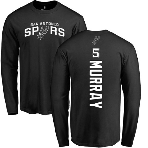 NBA Nike San Antonio Spurs #5 Dejounte Murray Black Backer Long Sleeve T-Shirt