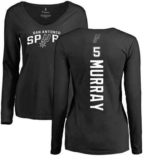 NBA Women's Nike San Antonio Spurs #5 Dejounte Murray Black Backer Long Sleeve T-Shirt
