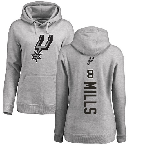 NBA Women's Nike San Antonio Spurs #8 Patty Mills Ash Backer Pullover Hoodie