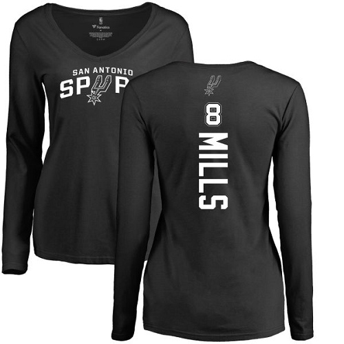NBA Women's Nike San Antonio Spurs #8 Patty Mills Black Backer Long Sleeve T-Shirt
