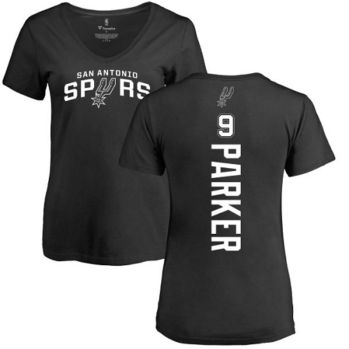 NBA Women's Nike San Antonio Spurs #9 Tony Parker Black Backer T-Shirt